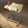 Mesita de noche elevable móvil, mesa para portátil para uso de pie, mesa pequeña de oficina con ranura para tarjetas y portavasos para hablar