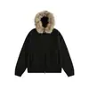 Cardigan Tricot Cardigan Cattee Retro Americano com Gola de Pelo Removível Jaqueta Tricotada Cor Lisa com Capuz Masculina e Feminina Outono