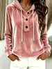 Sudadera con capucha de terciopelo para mujer de otoño e invierno, camiseta de manga larga para mujer engrosada