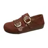 Zapatos Bajos Individuales Retro de Gamuza Francesa para Mujer Otoño 2026 Nuevos Planos de Doble Uso Suela Suave Punta Redonda Mary Janes Birkenstocks
