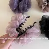 Nuevo Pinza de Plátano Francesa de Doble Capa con Organza y Pedrería Brillante, Pinza Giratoria Versátil y de Alta Gama para la Parte Posterior de la Cabeza