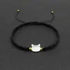 Pulseira de Casal Tecida à Mão Gato Concha Pulseira de Amizade Elástica Ajustável Feita à Mão