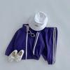 Conjunto Esportivo de Jaquetas com Zíper e Gola Alta e Calças Legging para Bebês e Crianças Pequenas de Primavera e Outono