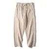 Pantalones de Lino Estilo Chino de Verano para Hombre Rectos Holgados Casuales Pantalones Nuevos de Estilo Chino para Hombre Estilo Antiguo Transpirables de Algodón y Lino