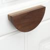 Tirador de puerta de armario de madera maciza con forma de semicírculo, estilo japonés moderno, sencillo, de haya y nogal negro, tirador de madera nórdica.