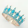 Coronas Redondas Barrocas de Novia Europeas y Americanas de Venta Caliente Tiara Diamante Gota de Agua Corona Seleccionada de Belleza Corona Retro de Reina para Actuación