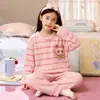 Pijama de otoño e invierno para niños, forrado de forro polar y engrosado, forro polar de coral, franela para bebés niñas, conjunto de ropa de estar a juego para niños y padres e hijos