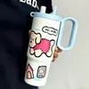 Taza Térmica Nueva con Asa, Portátil para Estudiantes, Acero Inoxidable 316, Gran Capacidad, Alto Valor Estético, Taza con Popote, Taza para Coche