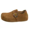 Sapatos Birkenstock retrô de sola grossa que aumentam a altura para mulheres, novo modelo do outono de 2026, versáteis, totalmente fechados, deslumbrantes sapatos Birkenstock casuais e fofos