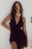 Vestido plisado decorativo con flores tridimensionales, sexy, con cuello hueco y volantes, para mujeres europeas y americanas de alta gama transfronterizas