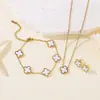Conjunto de Pulseiras de Trevo de Quatro Folhas de Aço Inoxidável Novo, Não Desbota, Transfronteiriço, Fabricante de Joias da Moda, Atacado