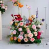 Bolas de Flores Penduradas em Parede Artificial e Arranjos de Flores de Chão Transfronteiriços para Decoração de Locais de Casamento e Banquete, Produtos Acabados de Flores Artificiais de Seda