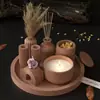 Conjunto minimalista estilo ins nórdico: portavelas de doble agujero en forma de U arqueado, jarrón rayado, tarro de almacenamiento, portavelas, molde de silicona