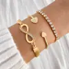 Pulsera Transfronteriza Europea y Americana Corazón Abierto Femenina Suerte Símbolo Infinito Forma de 8 Conjunto de Pulseras Pulsera de Diamante