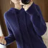 Suéter con Capucha Nuevo de Otoño e Invierno Suéter de Lana Suéter de Punto Holgado para Mujer Camiseta Base de Lana Suéter Engrosado Versátil