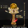 Ornamento de Cristal de Cabaça Amarela em Estoque com Lótus Roxo para Decoração de Casa, Sala de Estar, Entrada, Conta de Vídeo do Tiktok, Dropshipping de Peça Única