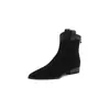 Primer Encuentro Temporada Botas Vaqueras Retro de Vaquero para Mujer Tacón Grueso Cremallera Trasera Botines Punta Fina Chelsea Boots Otoño/Invierno 2026