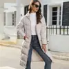 Comércio exterior transfronteiriço Inverno com capuz Casaco feminino acolchoado de algodão Casaco feminino acolchoado de algodão slim de comprimento médio Casaco feminino acolchoado de algodão quente Casaco feminino