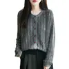 Cárdigan de punto redondo de estilo francés con puntos de colores para mujer, modelo nuevo 2026, corte holgado, adelgazante, de manga larga, abrigo suéter cálido