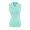 Chaleco de punto elegante Yujie de estilo europeo y americano con cuello en V cruzado para mujer, top de verano sin mangas ajustado a la cintura