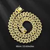 Hebilla Cuadrada Clásica Bigote de Dragón Rombo de 14 mm Incrustado con Diamante Collar Cubano Venta Caliente Transfronteriza Fuente de Amazon Mismo Estilo para Hombres y Mujeres