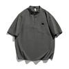 Estilo Vestido 2025 Verão Novo Estilo Japonês Retro Bolso Design de Braçadeira Semi-cardigã Gola Alta Manga Curta Camisa para Homens