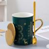 Taza de Cerámica Navideña de Lujo Nórdico de Entrada Alce Dorado Distintivo Hogar Café Té Aromático Vaso para Agua Adornos Simples