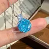 Colar Octogonal Rosa Seca Millennium Azul Glacial, minimalista e luxuoso, diamante de alto carbono, pingente deslumbrante, corrente elegante para clavícula