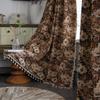 Cortina Yiman Qiyun con borlas de jacquard color cereza, cortina de cocina terminada, cortina flotante para ventana, semisombra, suministro directo de fábrica