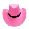 Comércio Exterior Chapéu de Cowboy Ocidental Europeu e Americano Feltro Cinco Pregos Rebite Couro Rosa Halloween Chapéu Transfronteiriço