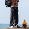 Pantalones Casuales para Hombre Otoño e Invierno Forrados de Polar Multibolsillos Largos Rectos Modernos Combinan con Todo Tallas Grandes Pantalones de Cuerda para Hombre