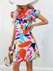 2024 Elegante Chaleco sin Mangas de Cuello Redondo con Estampado Floral Primavera Verano Vestido para Mujer 5073