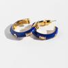 Brincos Brancos Esmaltados em Forma de C com Zircônia Azul Exquisite, Estilo Igual ao da Celebridade Yang Zi, para Mulheres, Venda Quente Transfronteiriça 880