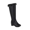 Botas de Caña Alta Nuevas Otoño e Invierno 2023 Cuña de Altura Interior Color Sólido Botas de Pelo Botas de Algodón Caña Alta Botas de Nieve para Mujer 6224