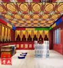 Papel Tapiz de Techo de Templo Budista Revestimiento de Pared Hotel Murales Florales Pintados Viga de Vestíbulo Vigas de Techo Decoración de Techo
