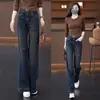 Calças Jeans de Cintura Alta Wide Leg Estreitas para Mulheres Verão 2025 Novas Retrô Soltas Retas Emagrecedoras com Caimento Flare