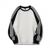 Moletom de Outono 320g Peso Pesado Color Block Raglan Três Listras Top Estilo Coreano para Casal Gola Redonda Retro Americano Transfronteiriço