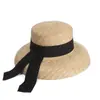 Sombrero de Paja Sombrero de Paja con Forma de Campana para Mujer Verano Francés Elegante Retro Sombrero de Copa Grande Sombrero para el Sol Sombrero de Sol Estilo Vacaciones