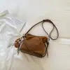 Elegante bolso de cubo con cordón para mujer, nueva colección otoño 2026, bolso tote retro y chic, bolso pequeño cruzado de color liso
