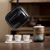 Taza de Expreso Cerámica Pintada a Mano Set de Té Portátil para Viaje al Aire Libre traje Set de Té Kung Fu Una Tetera Tres Tazas Anti-quemaduras