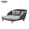 Sofá de Exterior Estilo Nórdico Madera de Fresno Simple Exterior Balcón Jardín Patio Sofá Pequeño Silla Sofá de Ratán con Cinta