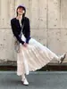 Estilo Suave Encaje Blanco Falda de Pastel Línea A Media Longitud para Mujer Verano 2025 Nueva Cintura Alta Adelgazante Corta Larga
