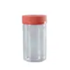 Botella de Boca Ancha de 200 ml Tarro de Plástico Grado Alimenticio para Mascotas Transparente Tarro de Plástico para Snacks Tapa de Giro Rayada Botella para Caramelos tipo Cápsula