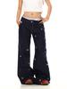 Jeans Anchos Bordados con Estrellas de Colores Estilo Americano Transfronterizo para Mujer, Sueltos, Casual, de Cintura Baja y Caída