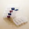 Caja de plástico transparente rectangular pequeña de 8 compartimentos para guardar pendientes, tendones de goma, decoración de uñas y piezas de juguete.