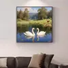 Pintura Decorativa con Fondo de Montaña para la Oficina, Pintura al Óleo Estilo Americano de la Montaña Dorada al Amanecer, Arte de Pared para la Sala de Estar, Vestíbulo y Pasillo