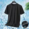 Camiseta Masculina Casual Versátil Tendência Verão 2026 Cor Sólida Seda Gelada Manga Curta Solta Tamanho Grande T1 2 Peças