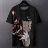 Camiseta de Manga Corta con Cuello Redondo para Hombre de Comercio Exterior Más Vendida Nueva en Amazon Estampado Digital Japonés Creativo de Anime