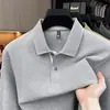 Camiseta de manga larga 100% algodón para hombre, estilo casual otoño old money con cuello camisero, top de color liso, polo de manga larga para hombre