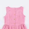 Ropa de mujer al por mayor transfronteriza 2026 verano nuevo estilo europeo y americano cuello redondo elegante ajustado sin mangas vestido largo rosa con botones